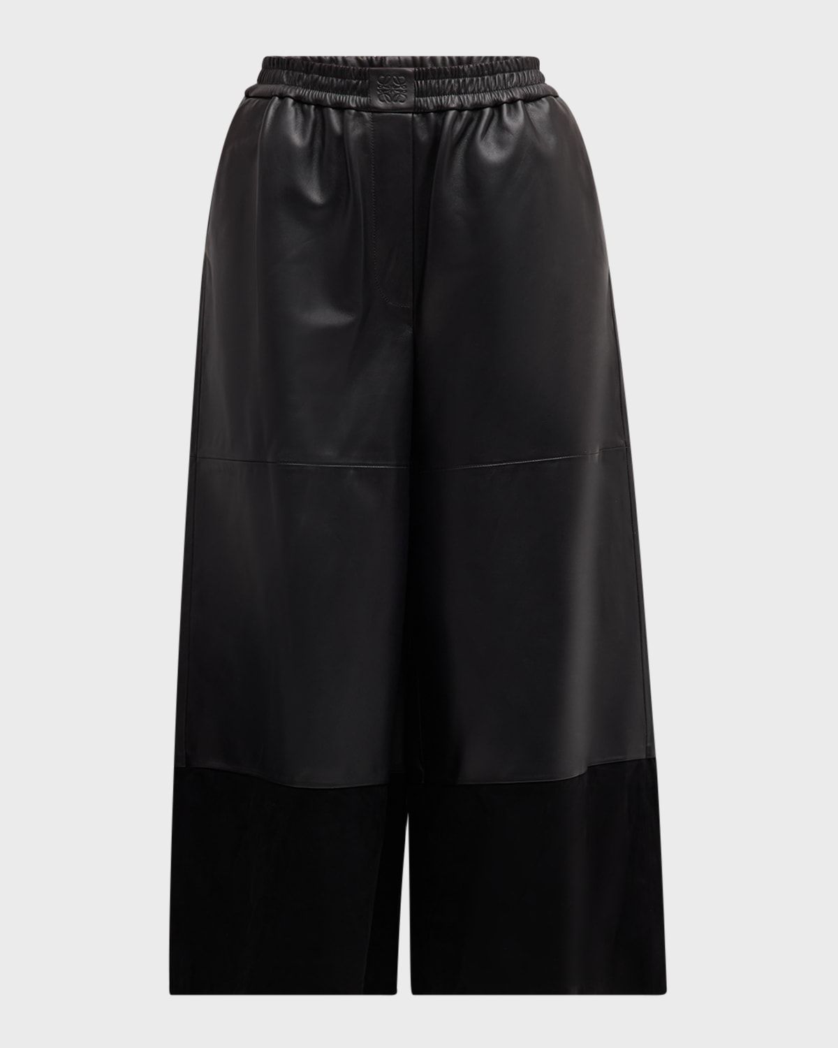 Cropped Leather and Suede Trousers
