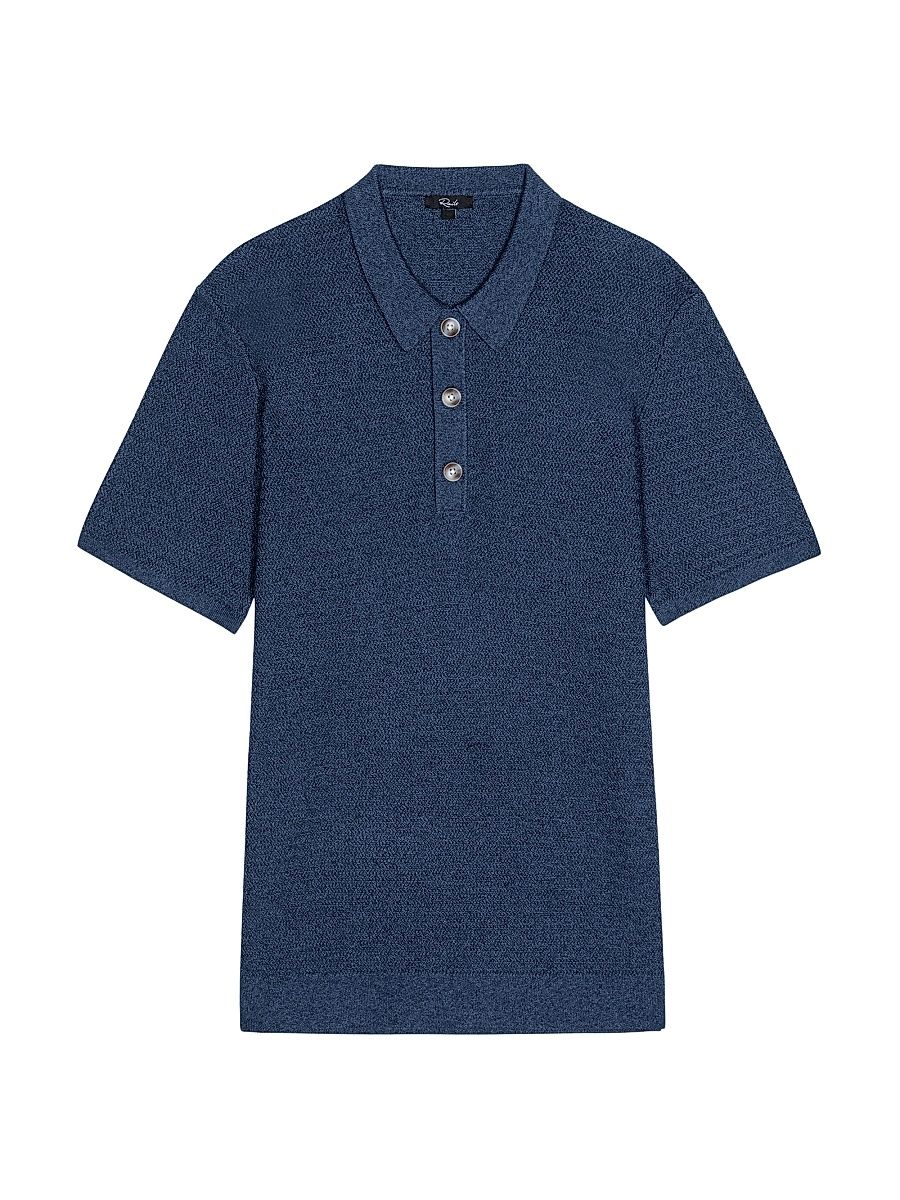 Men's Nathan Cotton-Cashmere Herringbone Knit Polo Shirt - Harbour - Size XXL