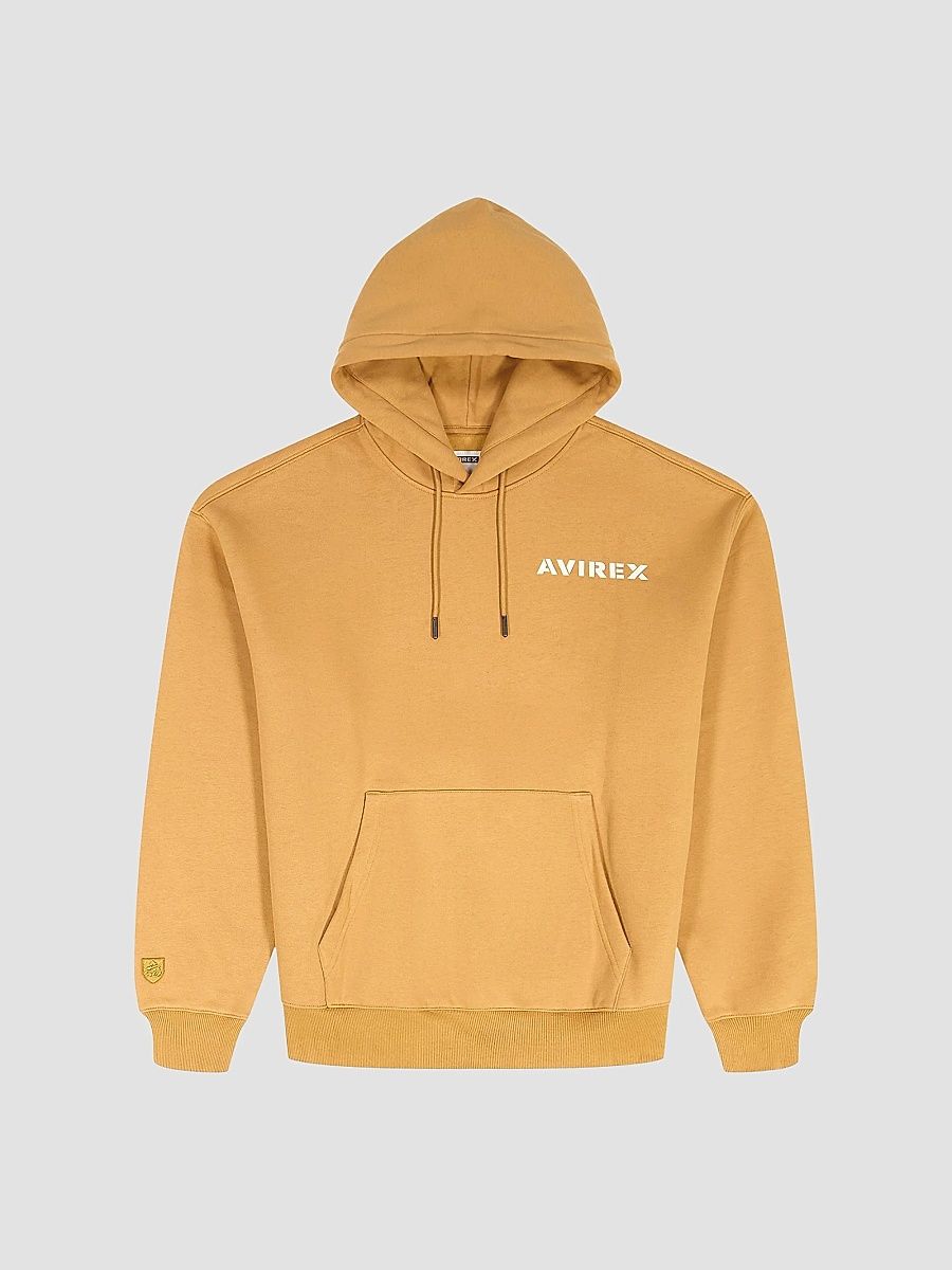 AVIREX Men's Core Stacked Logo Hoodie - Wheat - Size Small