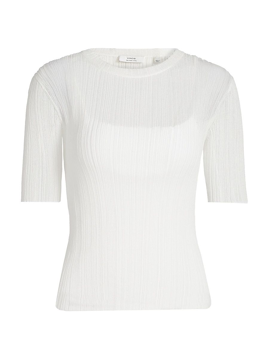 Women's Double Layer Rib-Knit Top - Optic White - Size Small