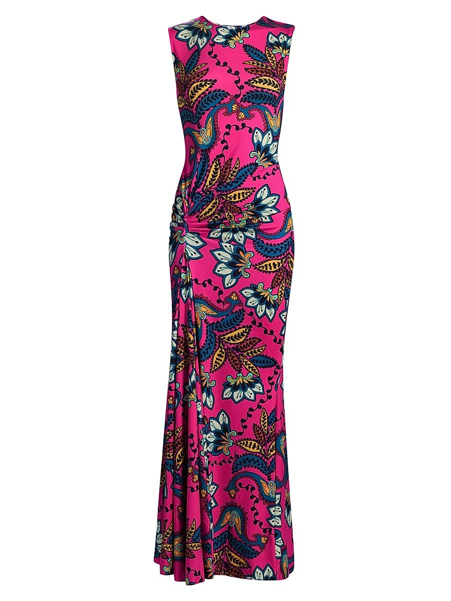 Women's Annie Paisley Sleeveless Maxi Dress - Orchid Botanica - Size XL
