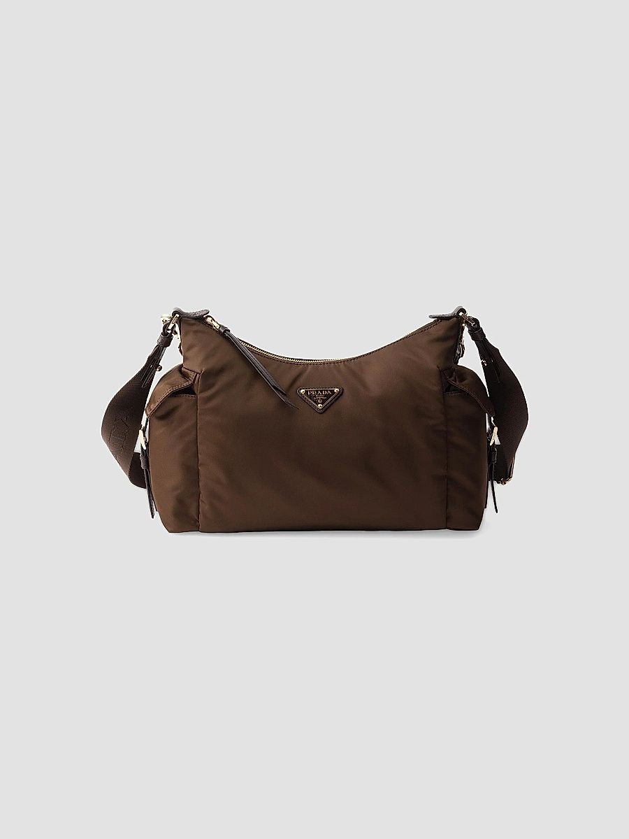 Prada Women's Explore Large Re-Nylon and Leather Shoulder Bag - Dark Brown