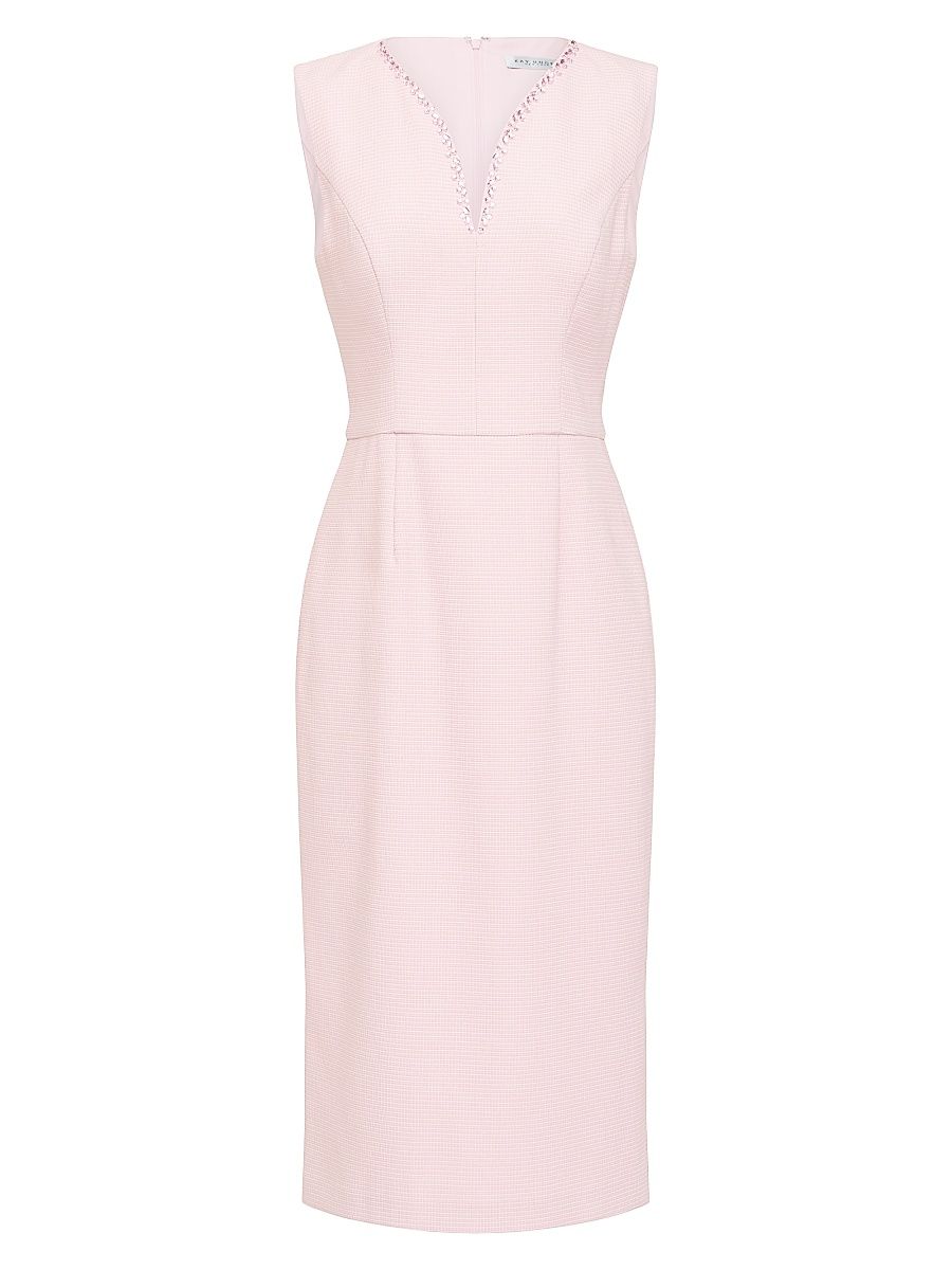 Women's Elliana Crystal-Embellished Stretch-Bouclé Midi-Dress - Light Lilac - Size 14