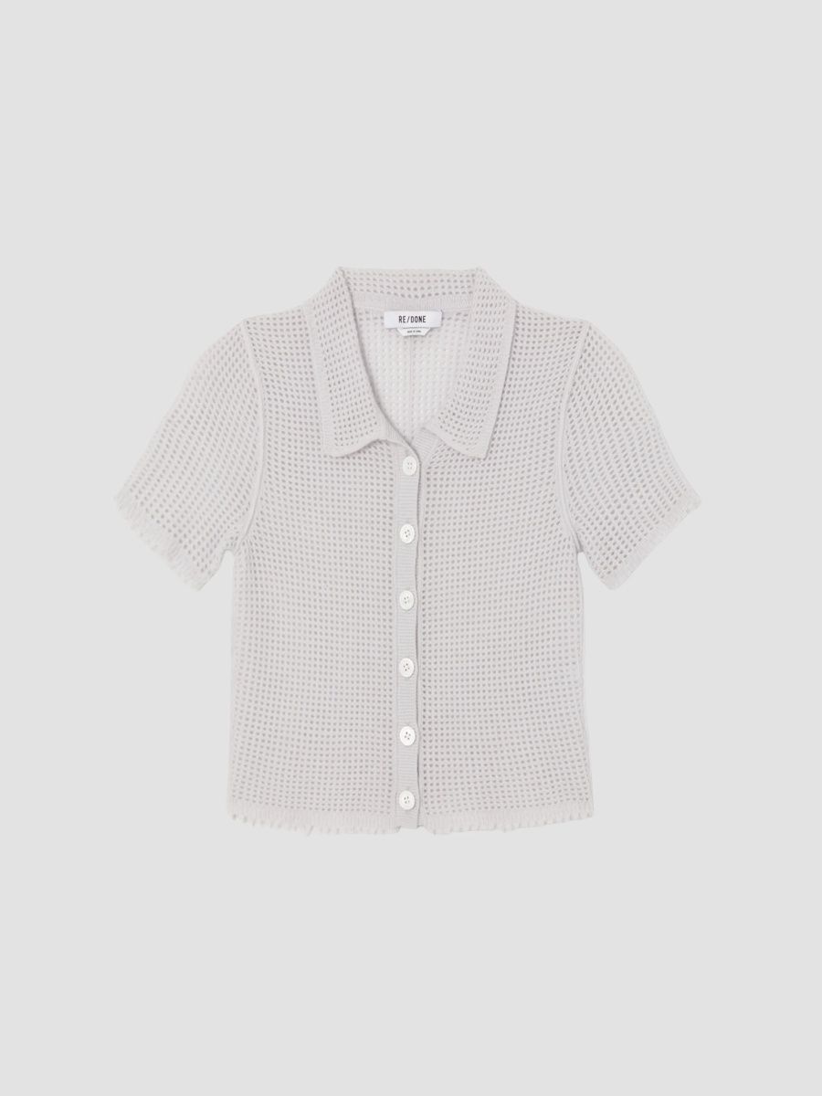 Re/done Women's Amelia Cashmere Polo Top - Mist - Size Large