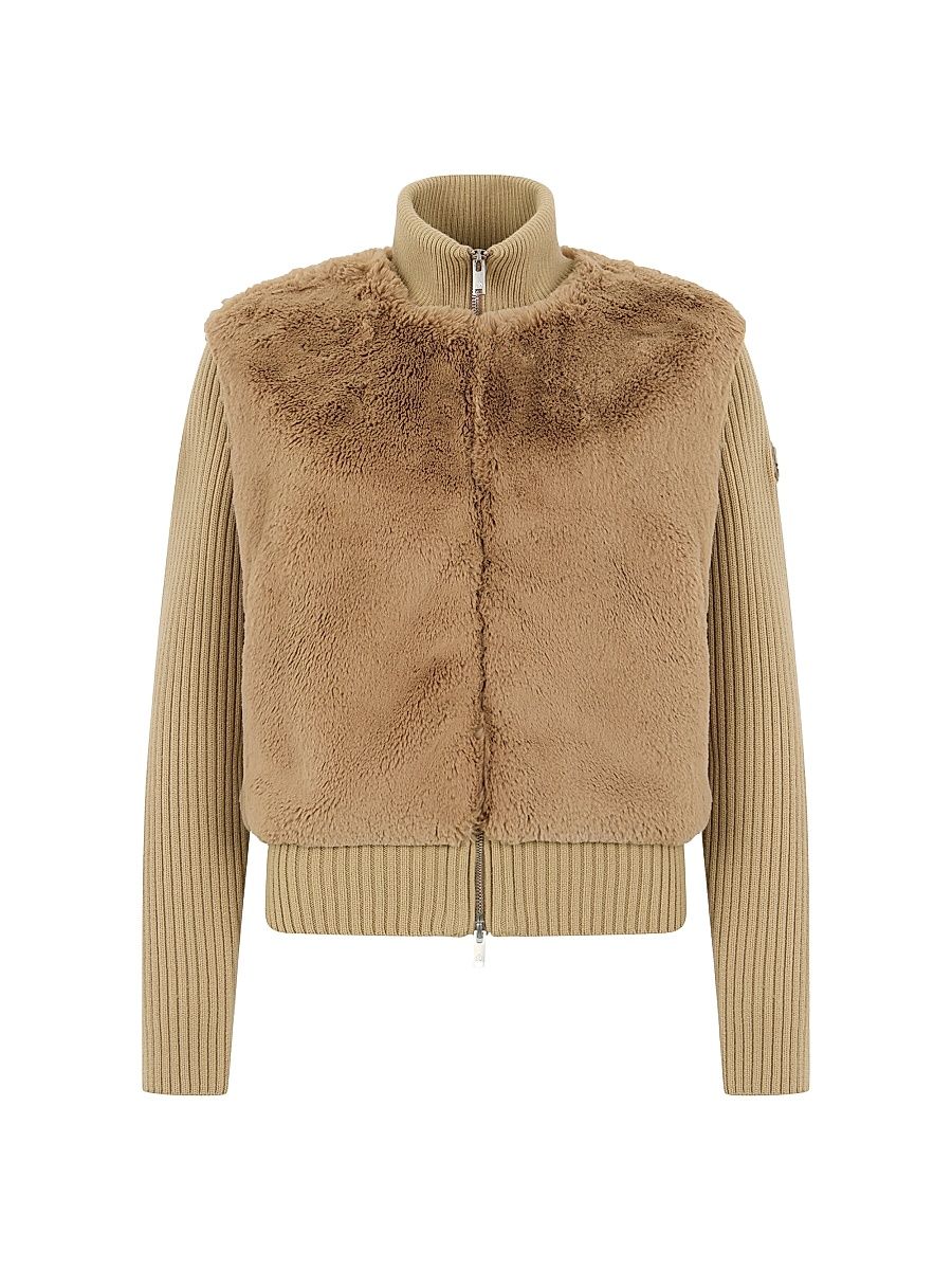 Women's Dua Bunny Wool-Cashmere Zip Cardigan - Champagne - Size XL