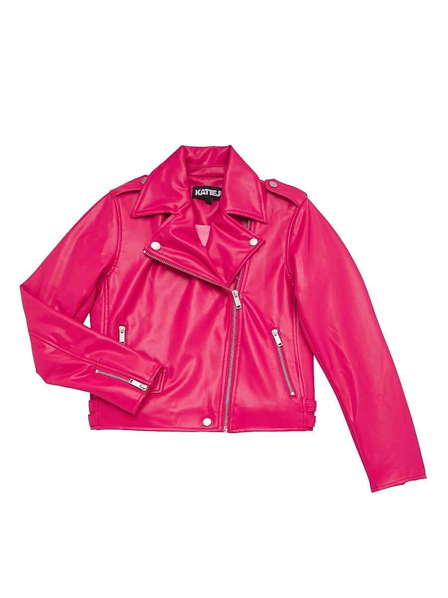 Girl's Jagger Faux Leather Jacket - Hot Pink - Size 14