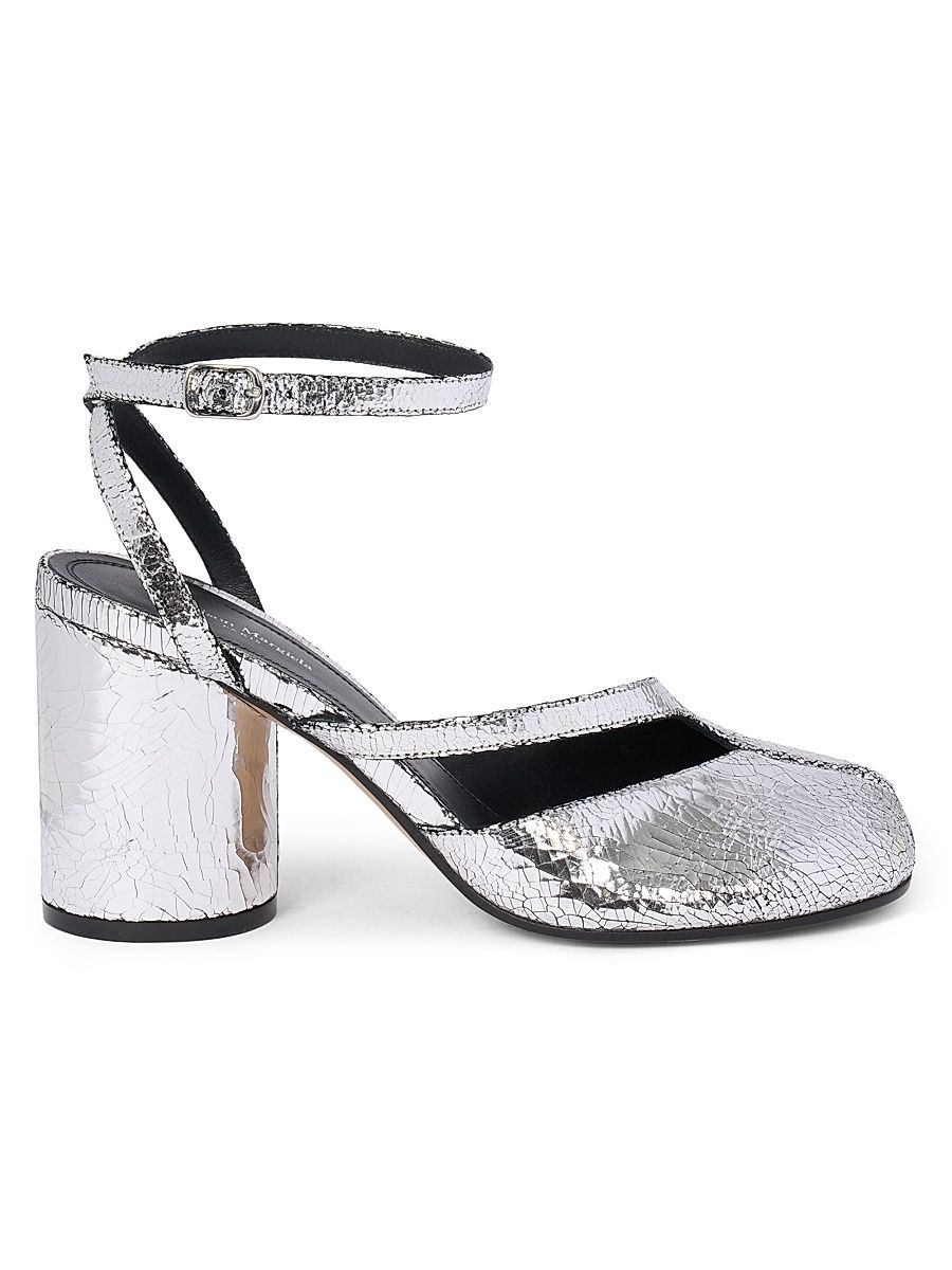 Women's Tabi 80MM Metallic Leather Pumps - Silver - Size 11