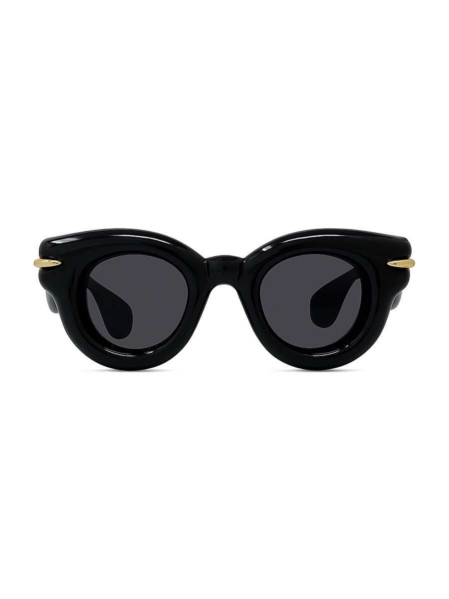 Women's Inflated 46MM Cat-Eye Sunglasses - Black Smoke