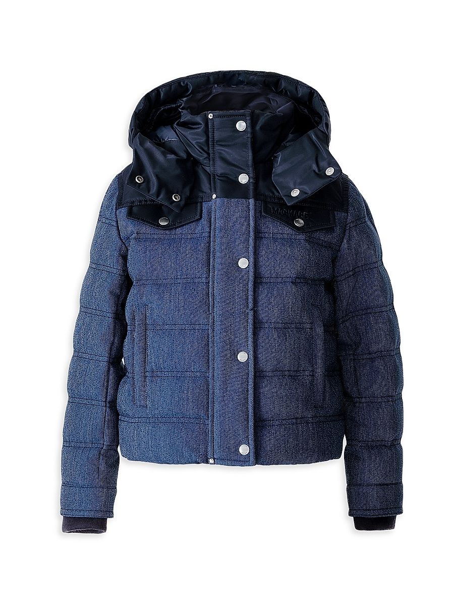 Big Kid's Adriel Denim Down Jacket - Medium Denim - Size 4
