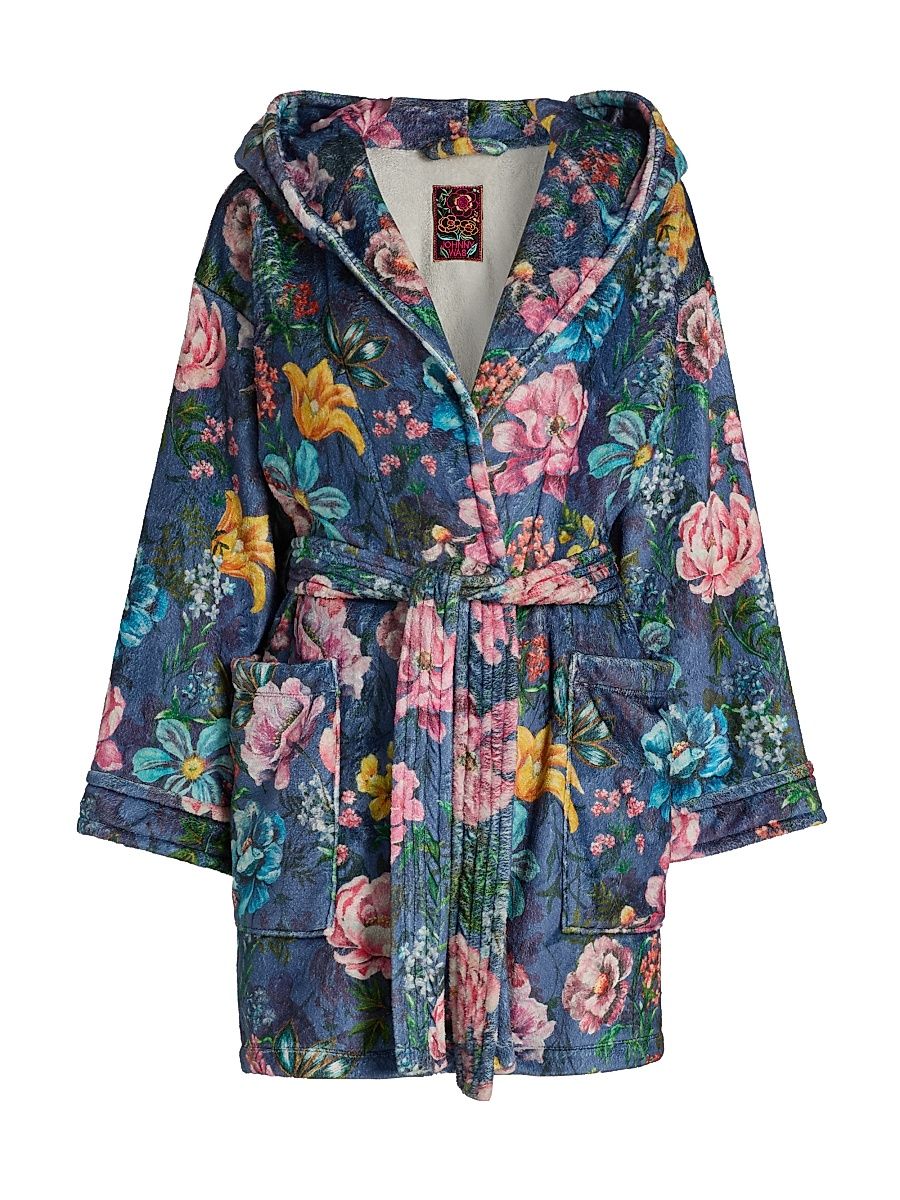 Women's Ollie Floral Hooded Robe - Margery Scarf - Size Small