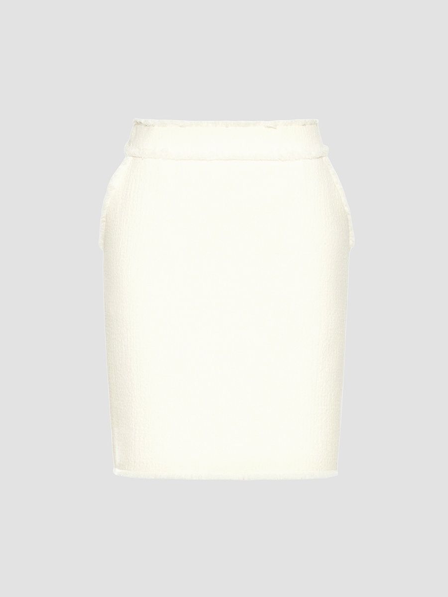 Women's Short Wool Jersey Skirt - White - Size 2