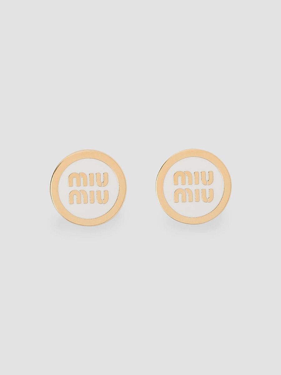 Miu Miu Women's Enameled Metal Earrings - White Gold