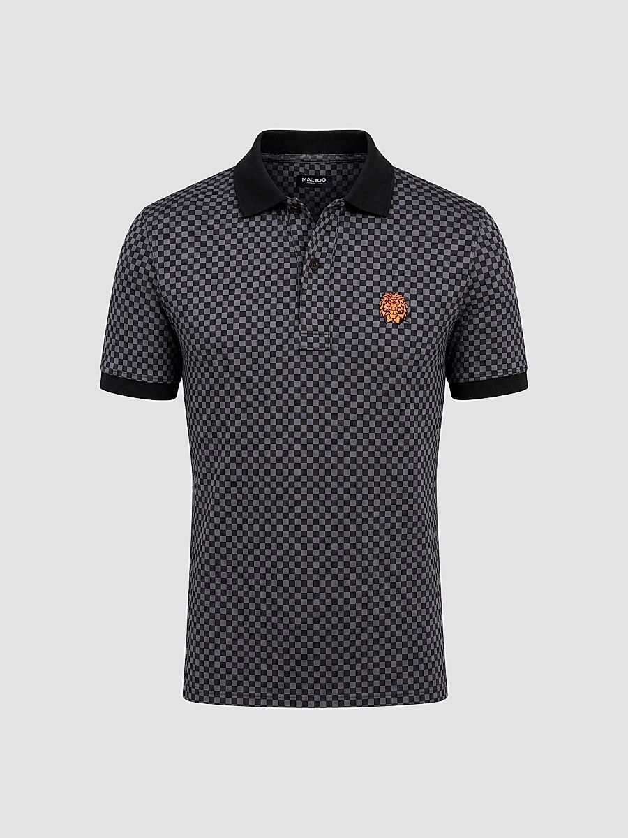 Men's Mozart Square Tip Polo Shirt - Black - Size XXL