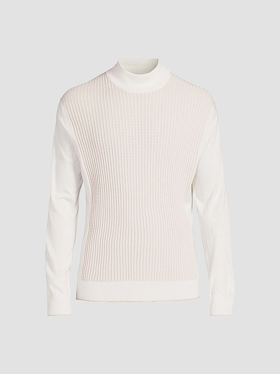 Stefano Ricci Men's Mock Turtleneck Sweater - White - Size 46