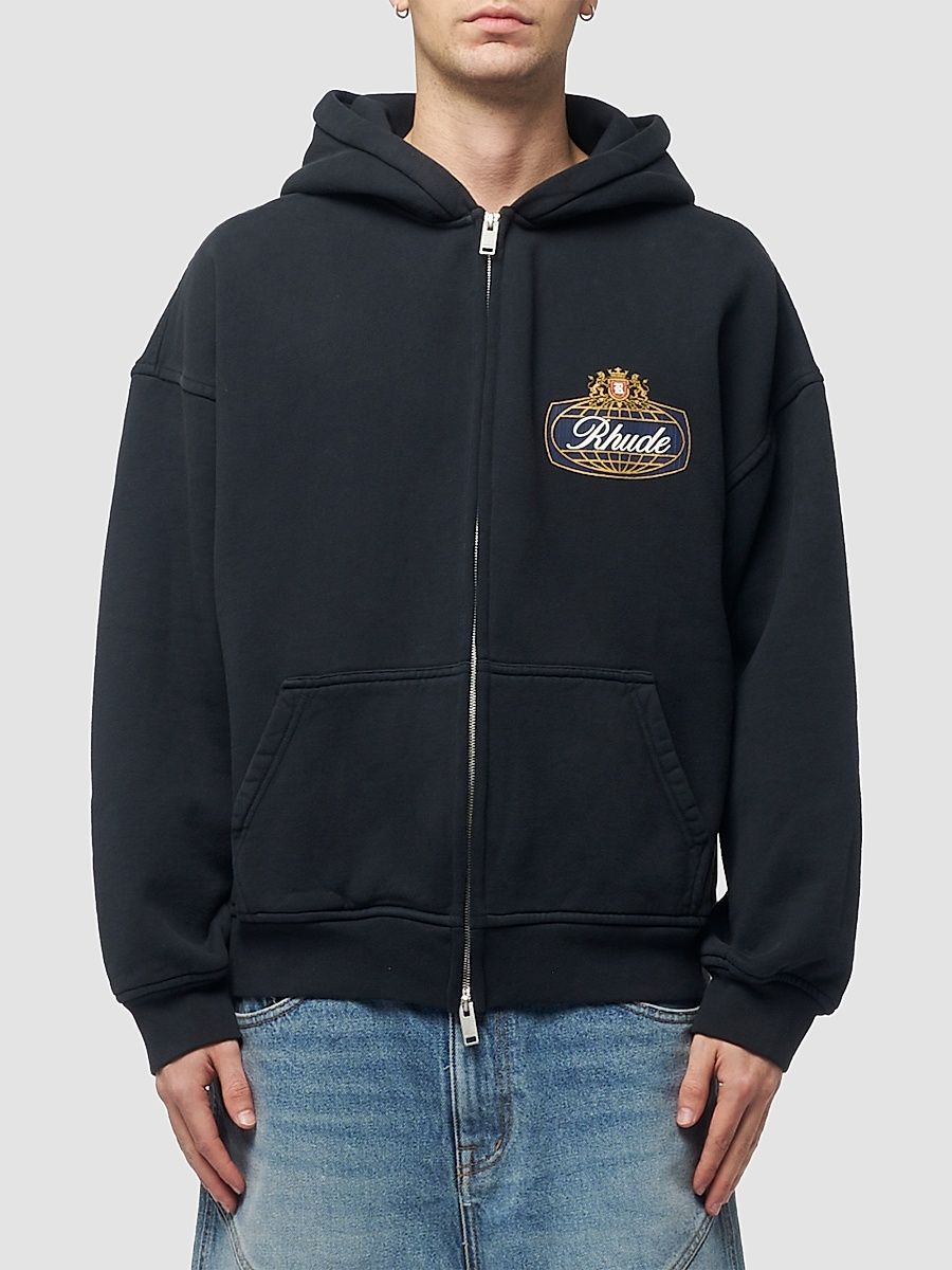 Men's Safari Crest Zip-Front Hoodie - Vintage Black Blue - Size Large