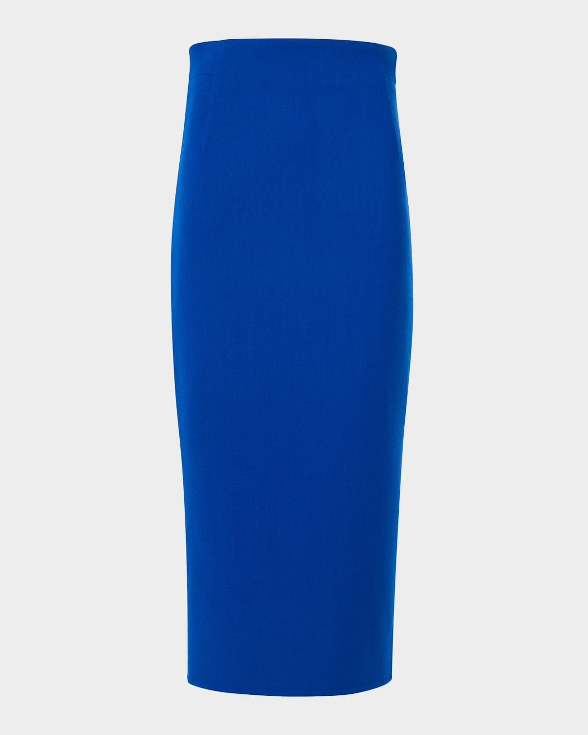 Wool Crepe Midi Pencil Skirt