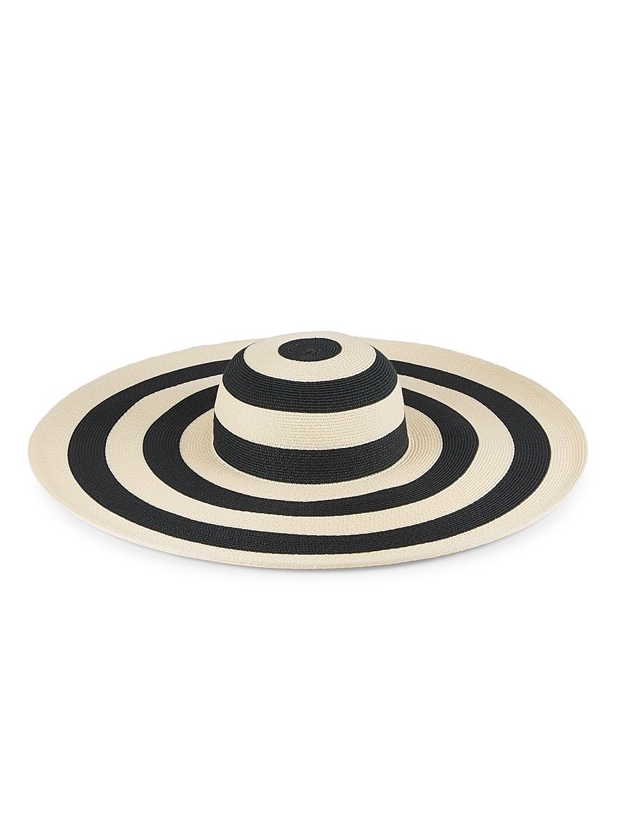 Women's Sunny Striped Sun Hat - Ivory Black