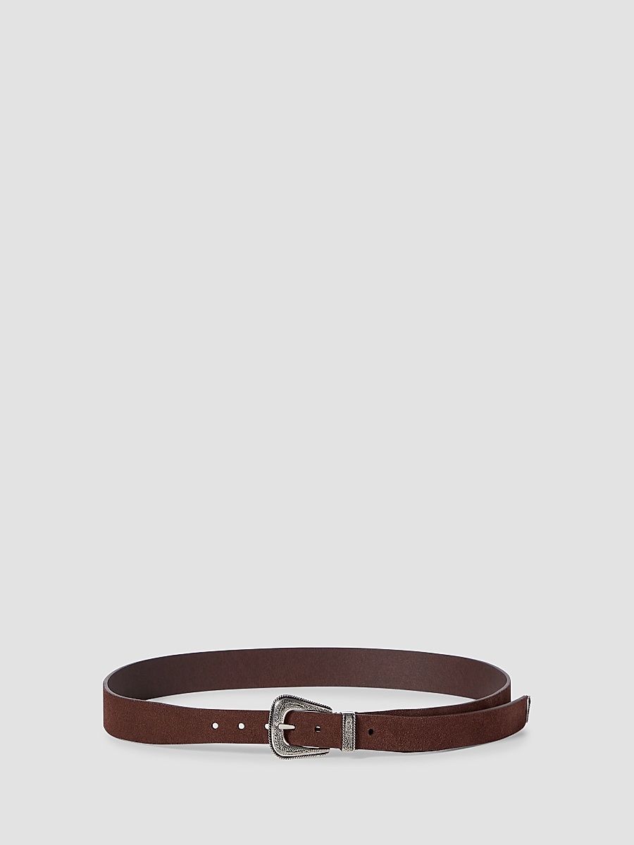 Men's Reversed Leather Belt with Tip - Brown - Size 36