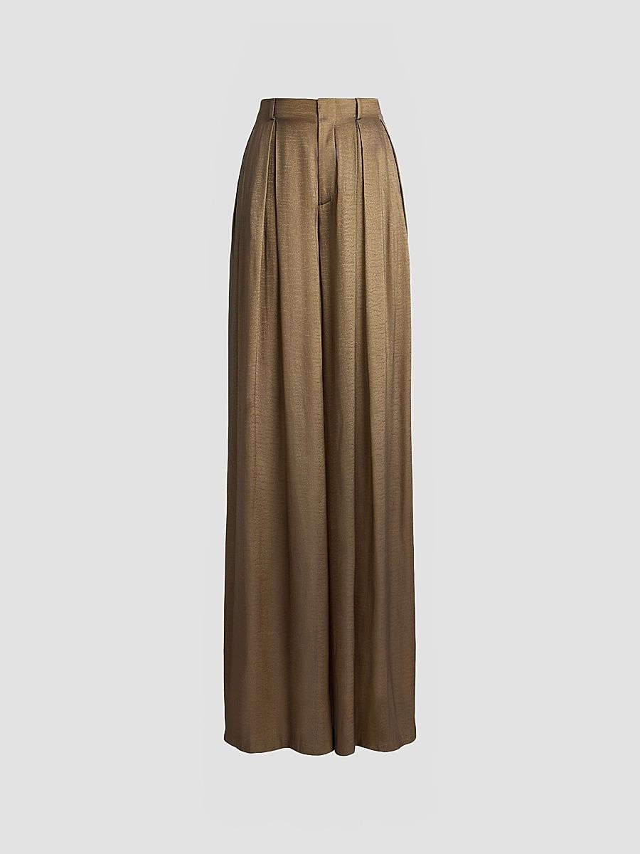 Women's Greer Lamé Pleated Pants - Antique Brass - Size 8
