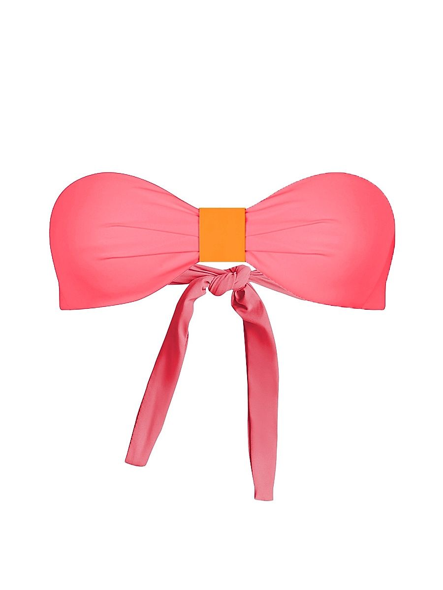 Women's Capri Bandeau Bikini Top - Coral - Size Large