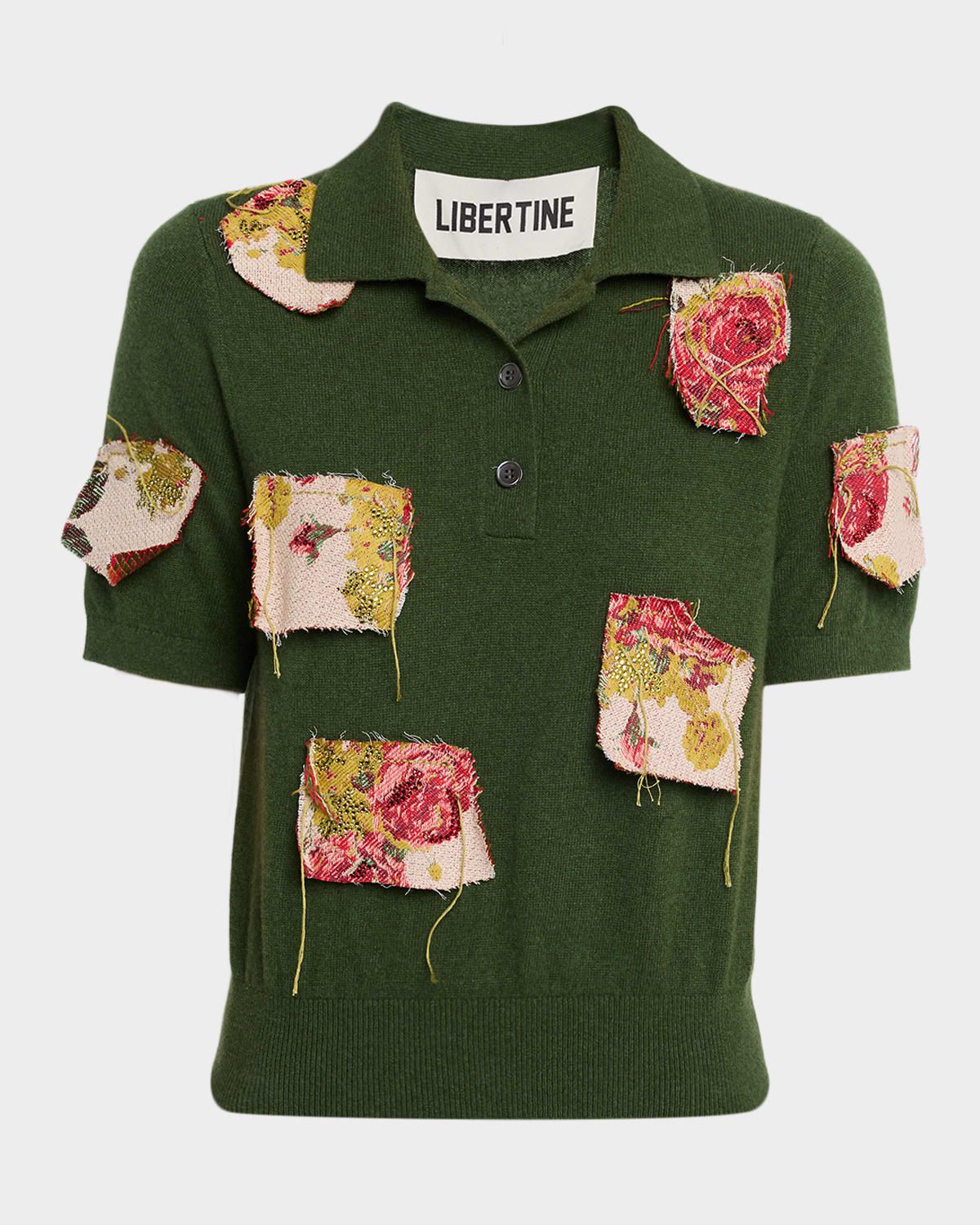 Lizzy Bennett Patched Cashmere Polo Sweater