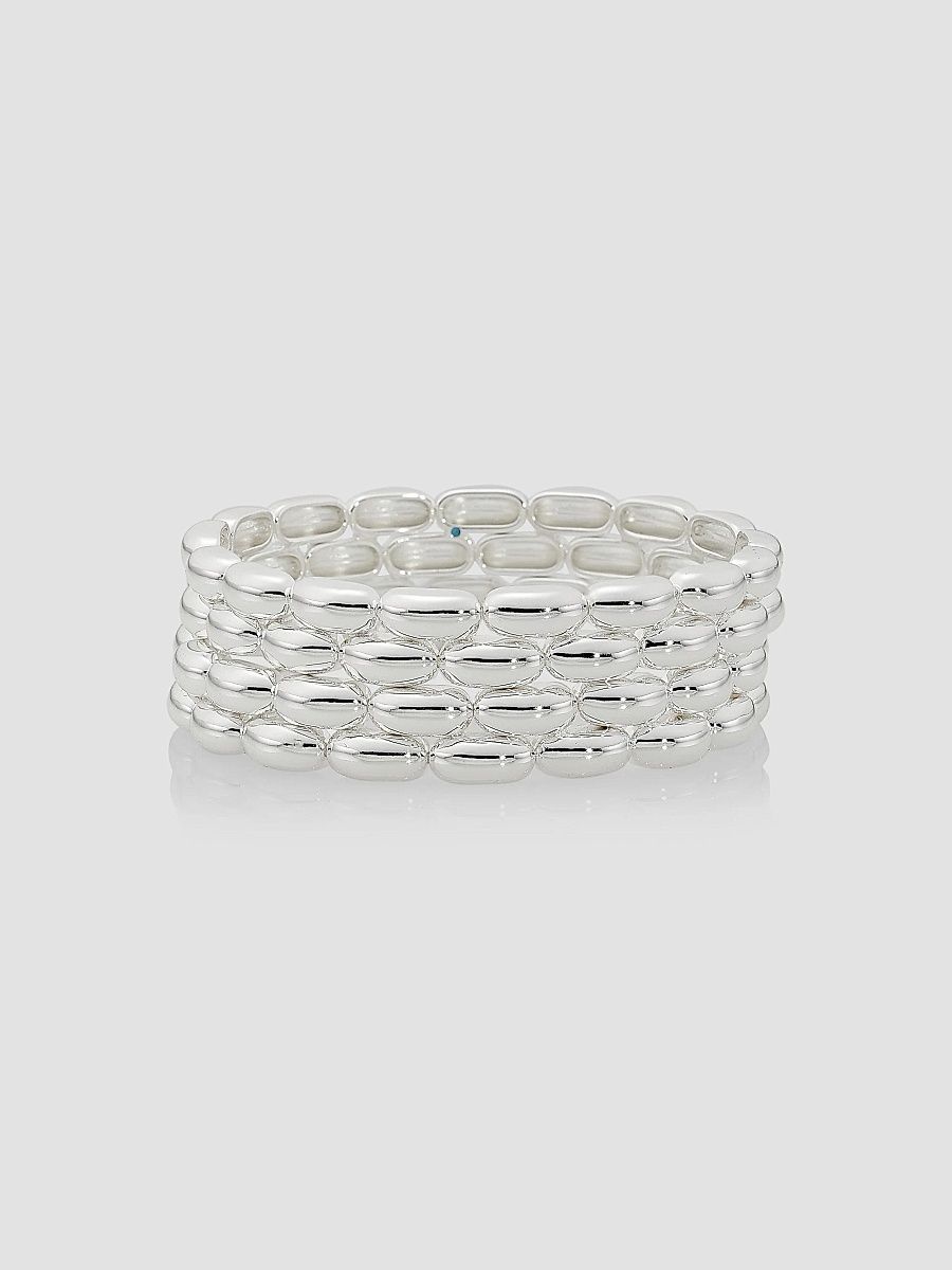 Roxanne Assoulin Women's Pillow 2-Piece Goldtone Stretch Bracelet Set - Bright Silver