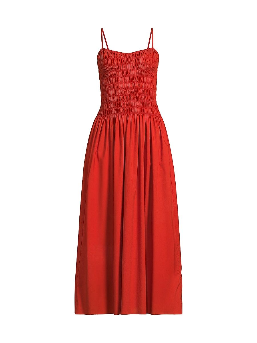 Women's Araceli Shirred Cotton Maxi Dress - Dusty Tomato - Size 10