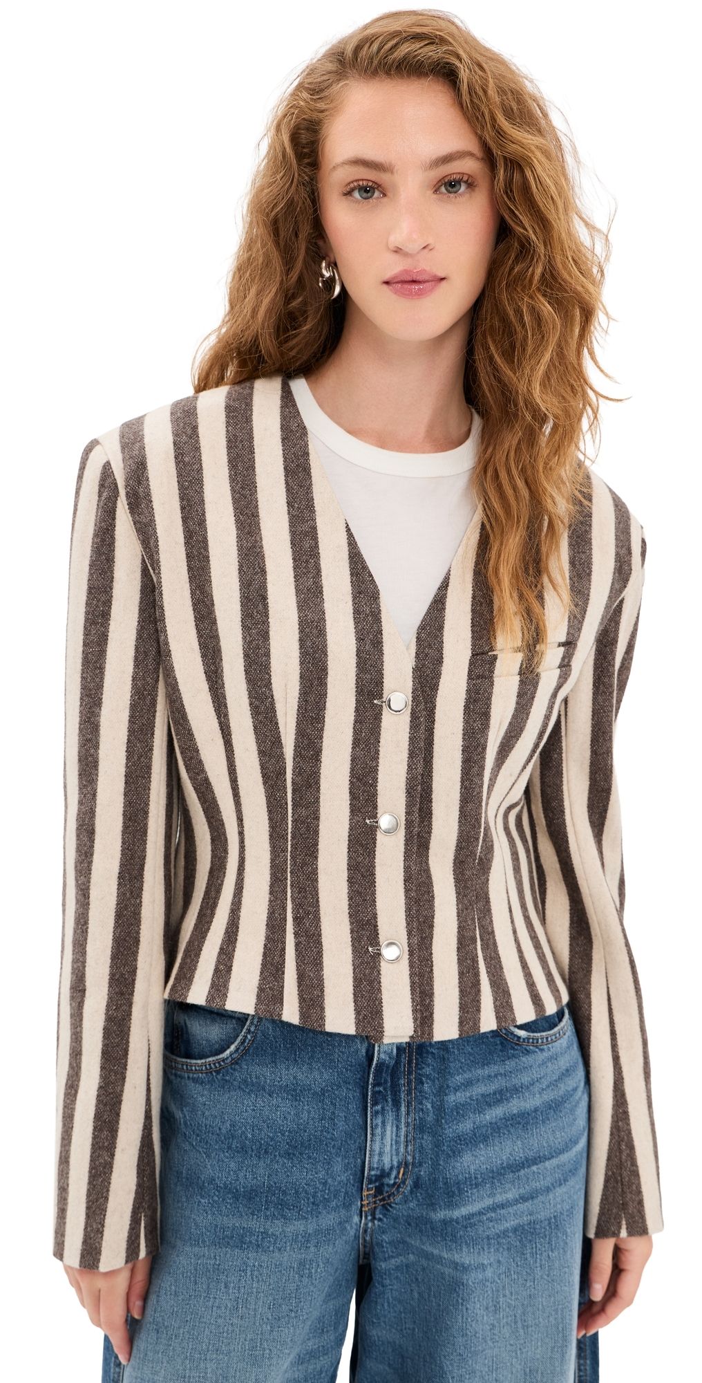 VRG GRL Nerida Charcoal Stripe Blazer Stripe XS