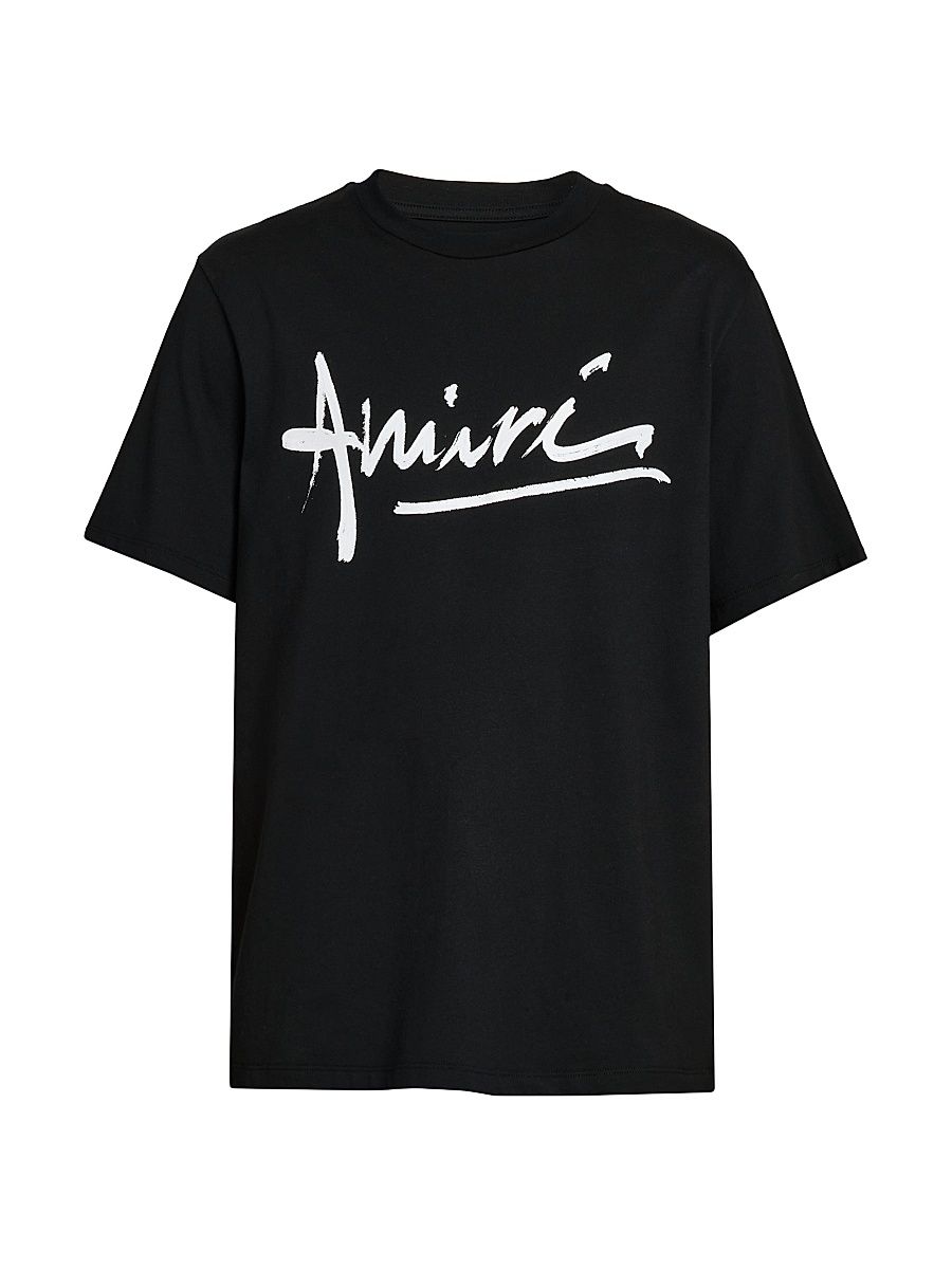 Men's Amiri Script Cotton Crewneck T-Shirt - Black - Size Small