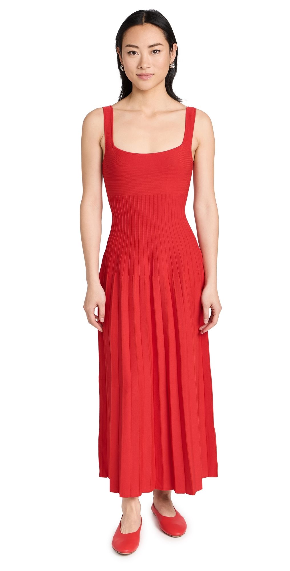 STAUD Ellison Dress Red Rose M