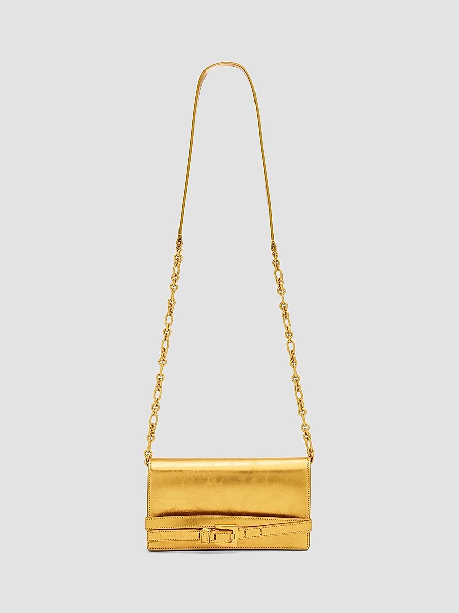 Balmain Women's Shuffle Leather Chain Wallet - Gold