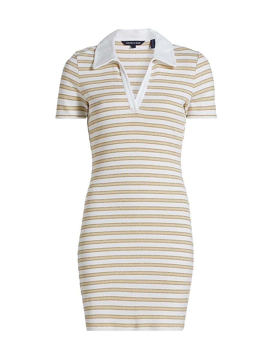 Women's Bailey Striped Polo Minidress - Khaki White - Size Small