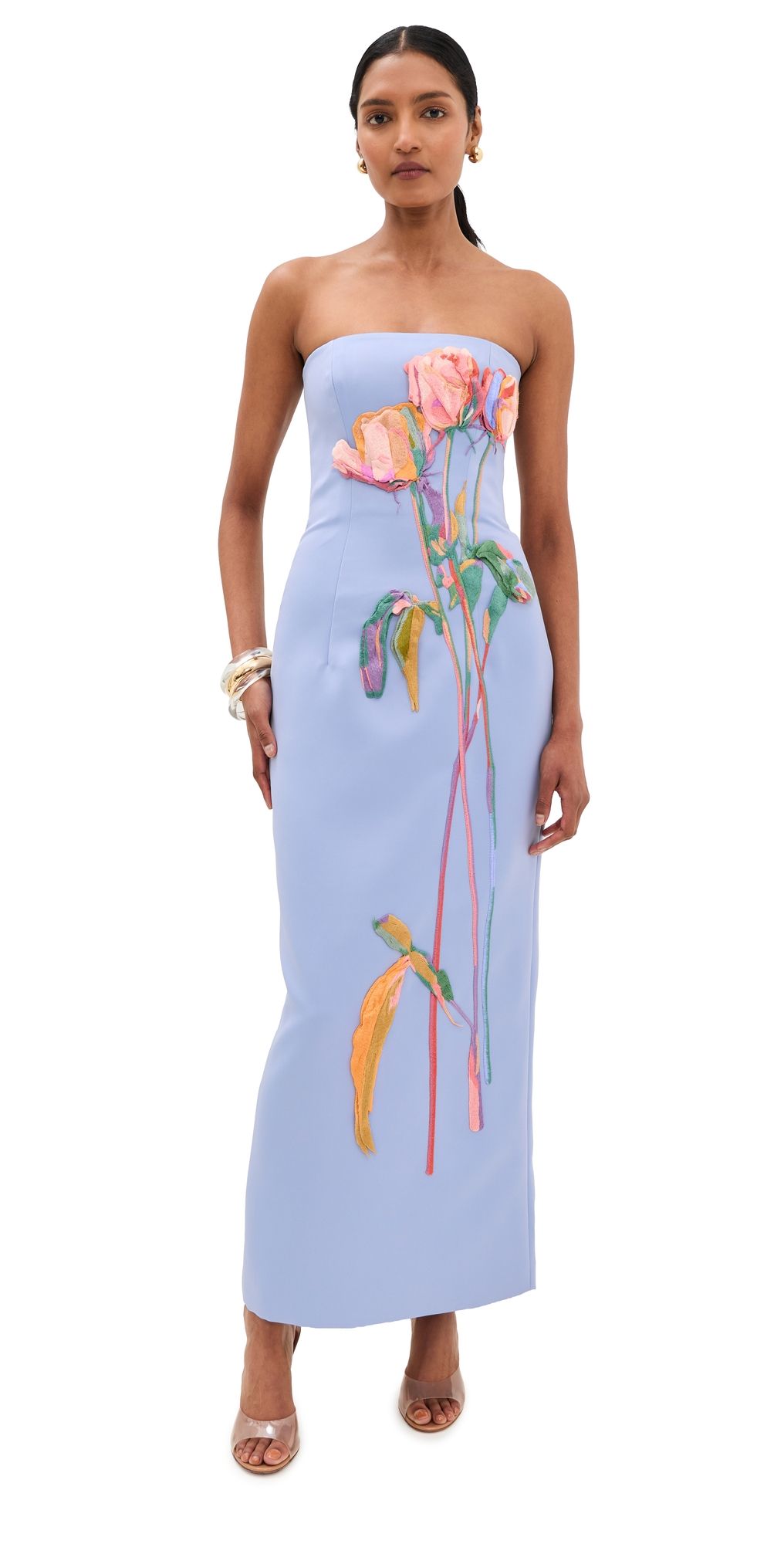 Leo Lin Rayna Embroidered Bustier Maxi Dress Rose in Periwinkle 12