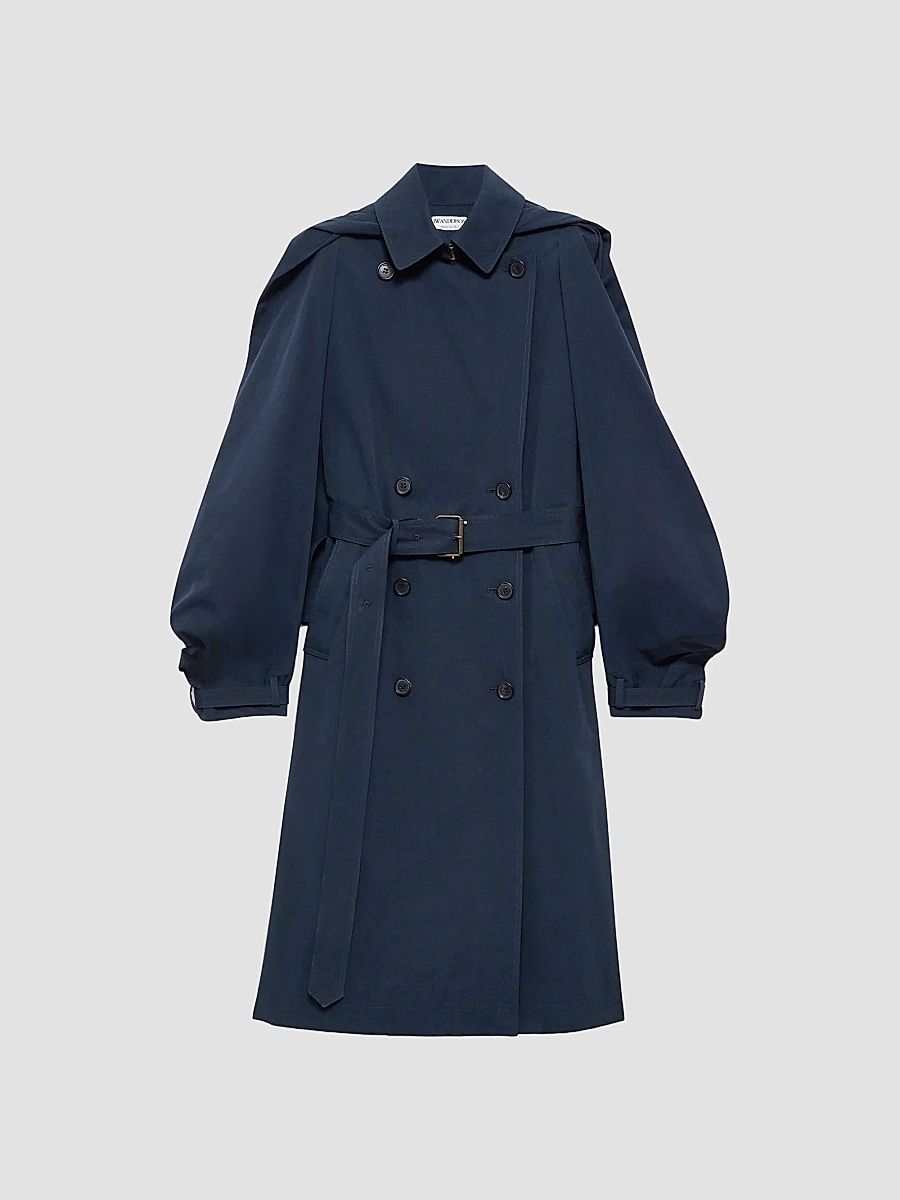 JW Anderson Women's Belted Cotton Trench Coat - Dark Navy - Size 4