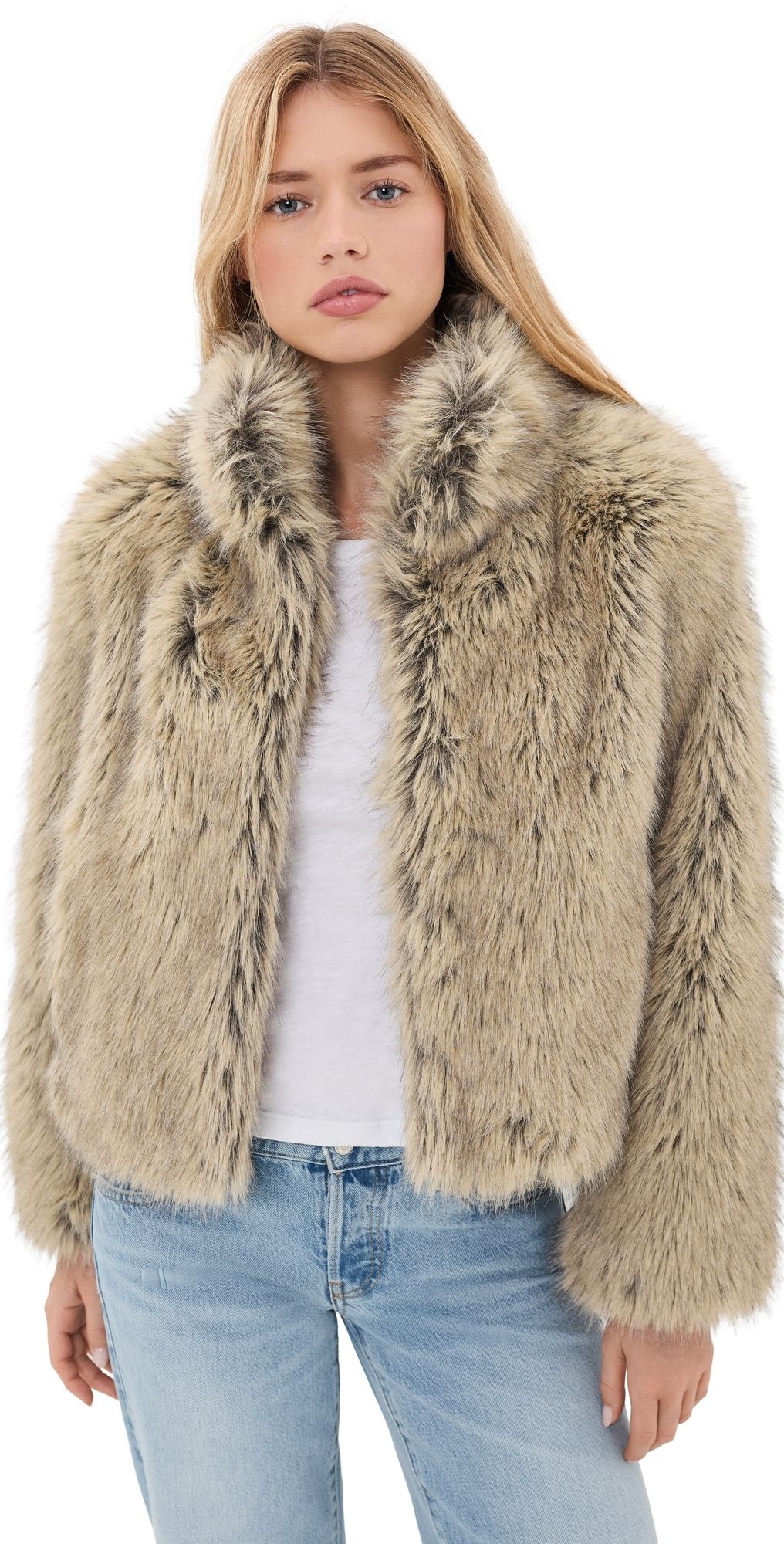 Velvet Noelle Faux Fur Jacket Taupe XS