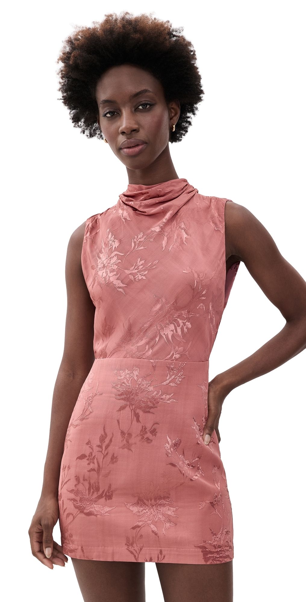 Hemant and Nandita Cowl Mini Dress Coral L