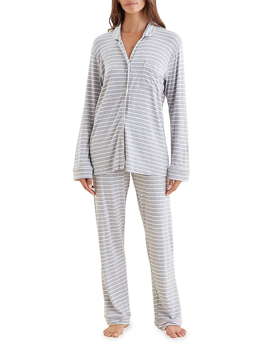 Women's Kate Striped Drawstring Pajamas - Grey Stripe - Size XS