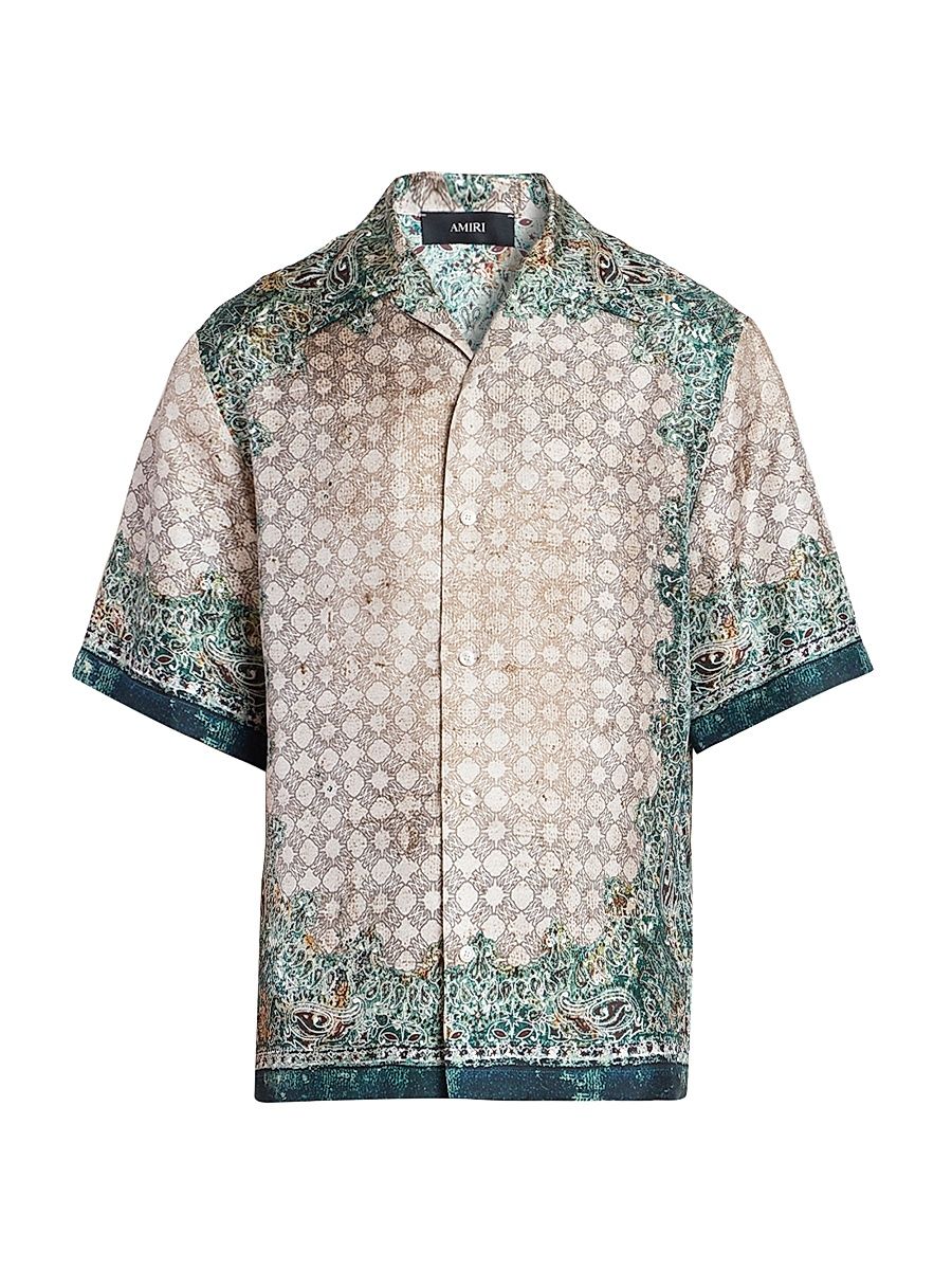 Men's Silk Bandana Bowling Shirt - Size Large