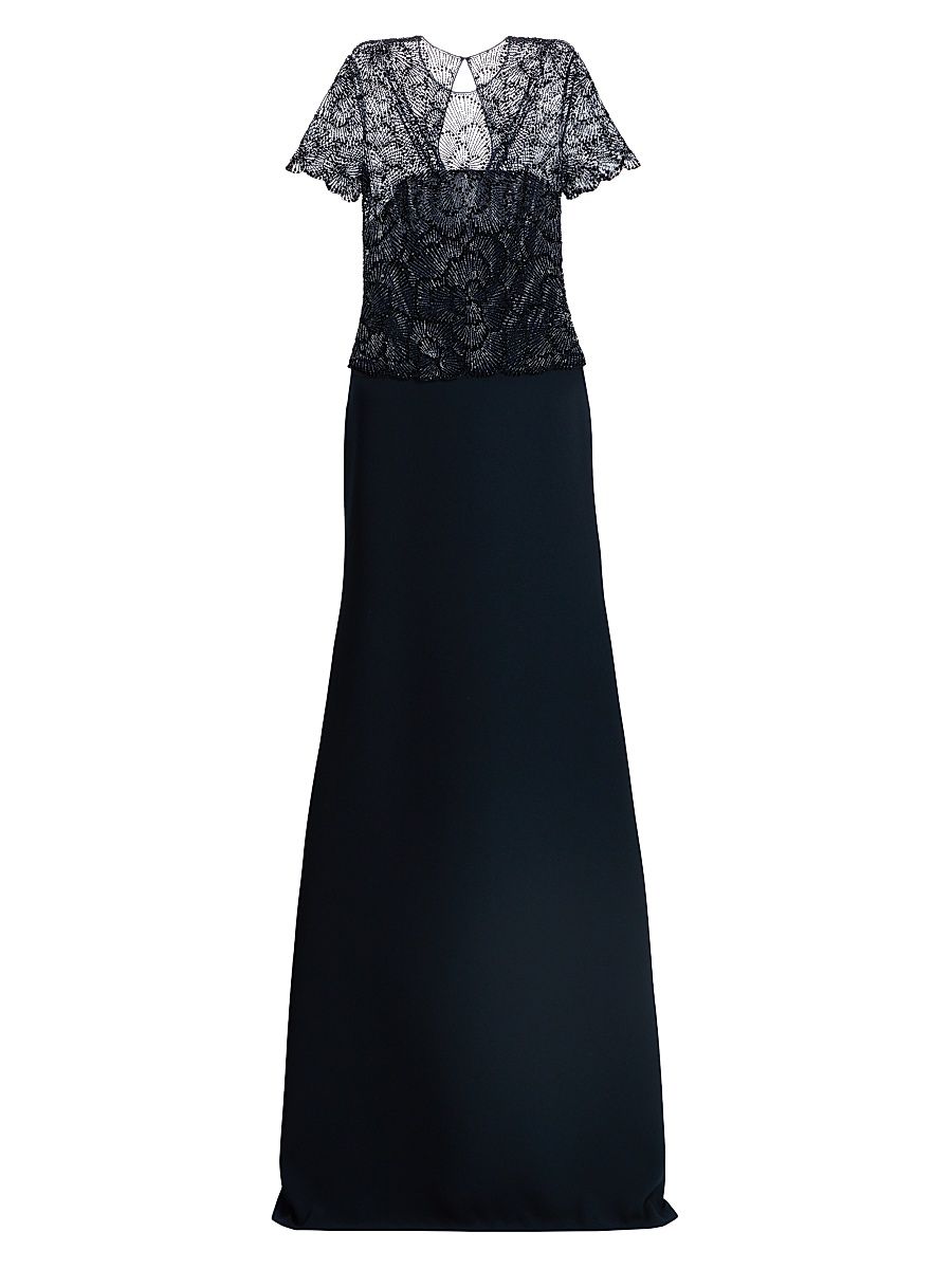 Women's Beaded Bodice Trumpet Gown - Navy - Size 2