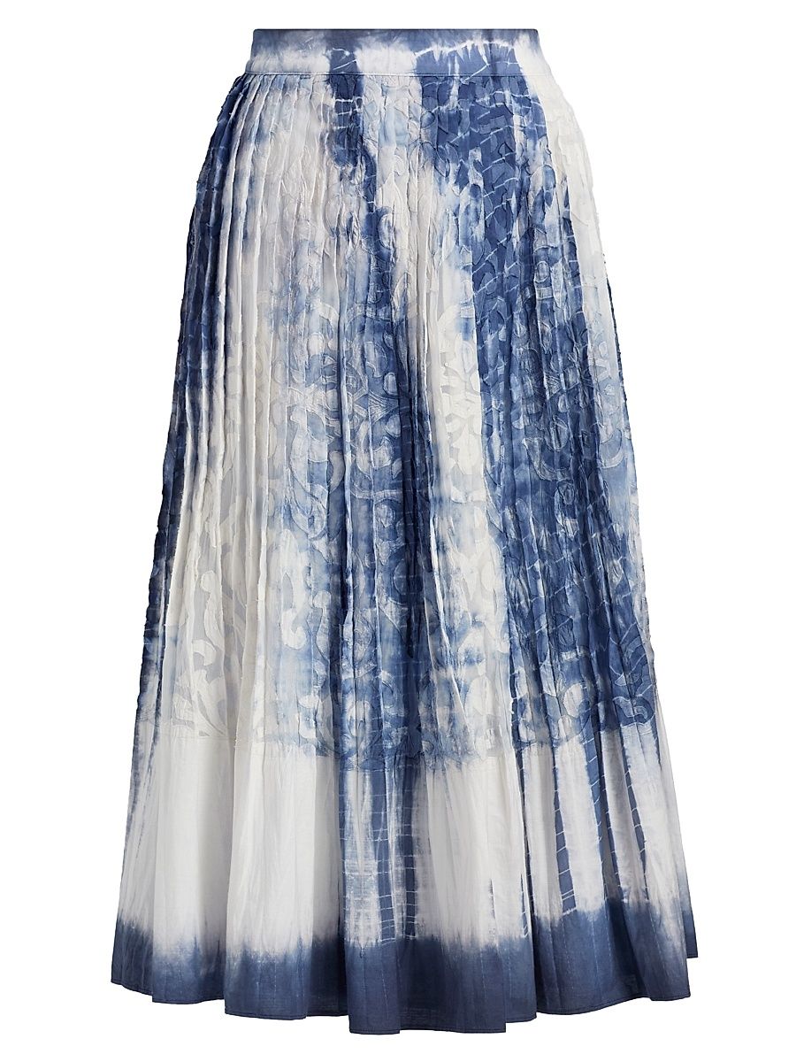 Women's Andie Tie-Dye Silk Midi-Skirt - Tide - Size 16