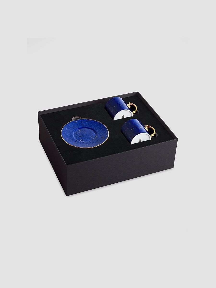 Lapis 3-Piece Espresso Cup & Saucer Set - White Gold