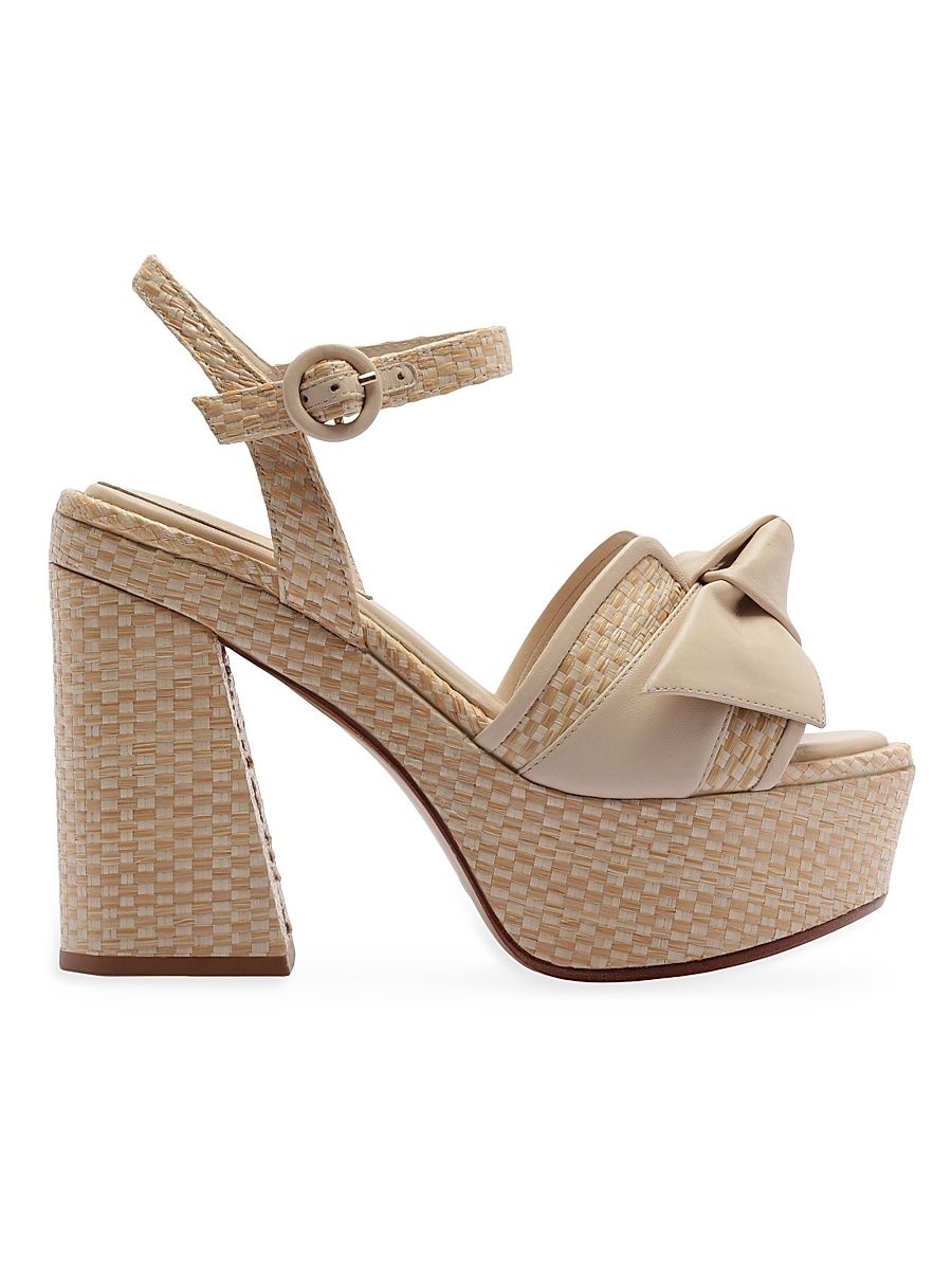 Women's Maxi Clarita Flare 120MM Raffia & Leather Platform Sandals - Shell - Size 12