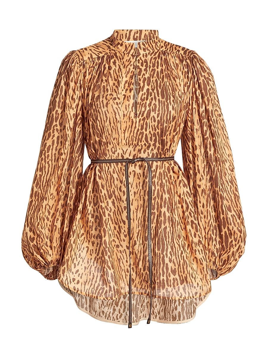 Women's Cascadian Printed Long-Sleeve Top - Tan Leopard - Size 10