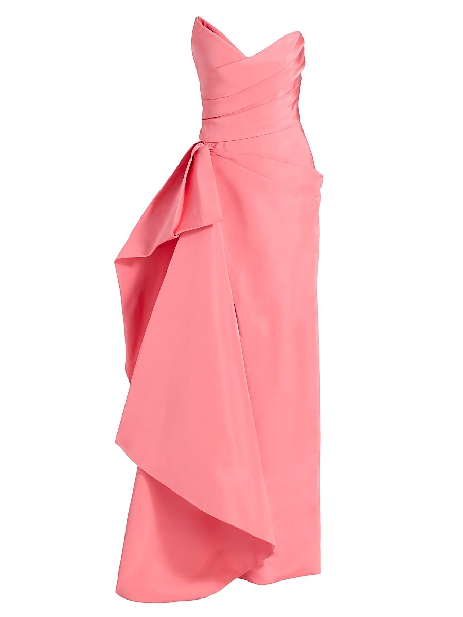 Women's Asymmetric Draped Strapless Column Gown - Plumeria - Size 8