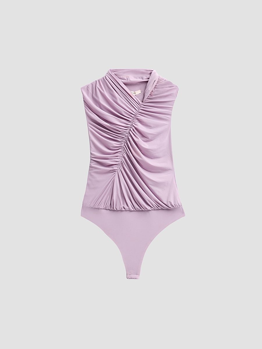 Women's Bree Chiffon Ruched Bodysuit - Dark Iris - Size XS
