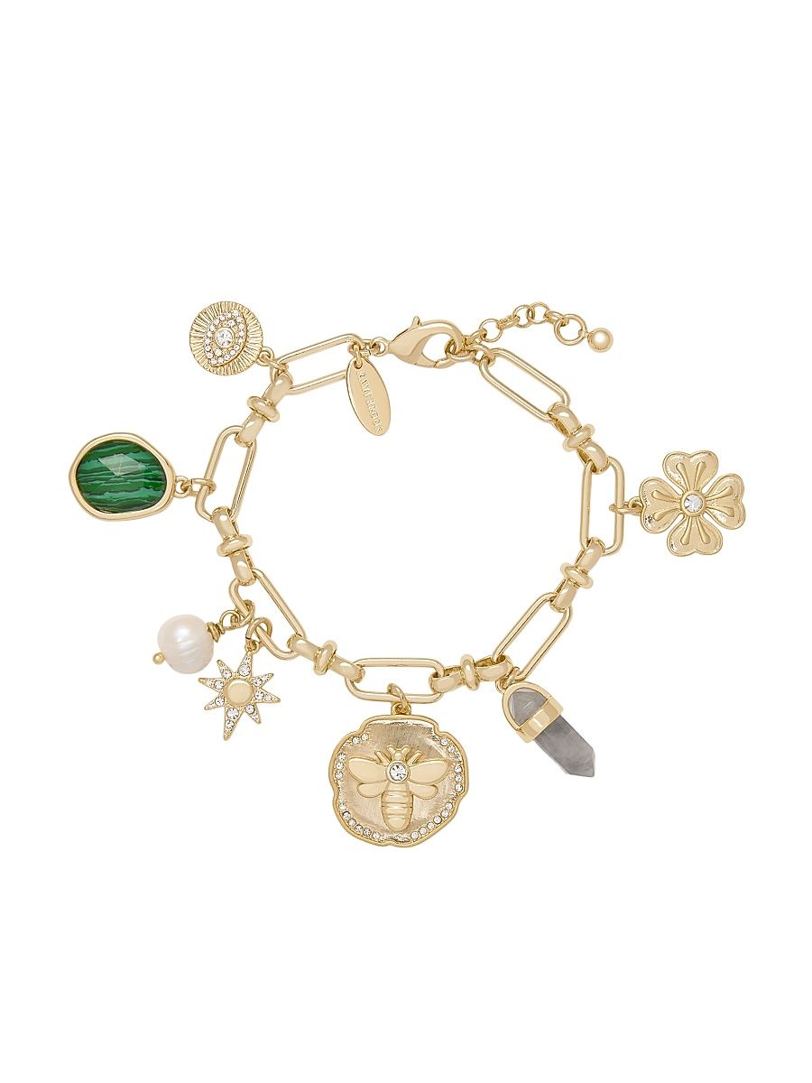 Women's Stone Charm Celia Goldtone, Semi-Precious Stone & Cubic Zirconia Bracelet - Gold