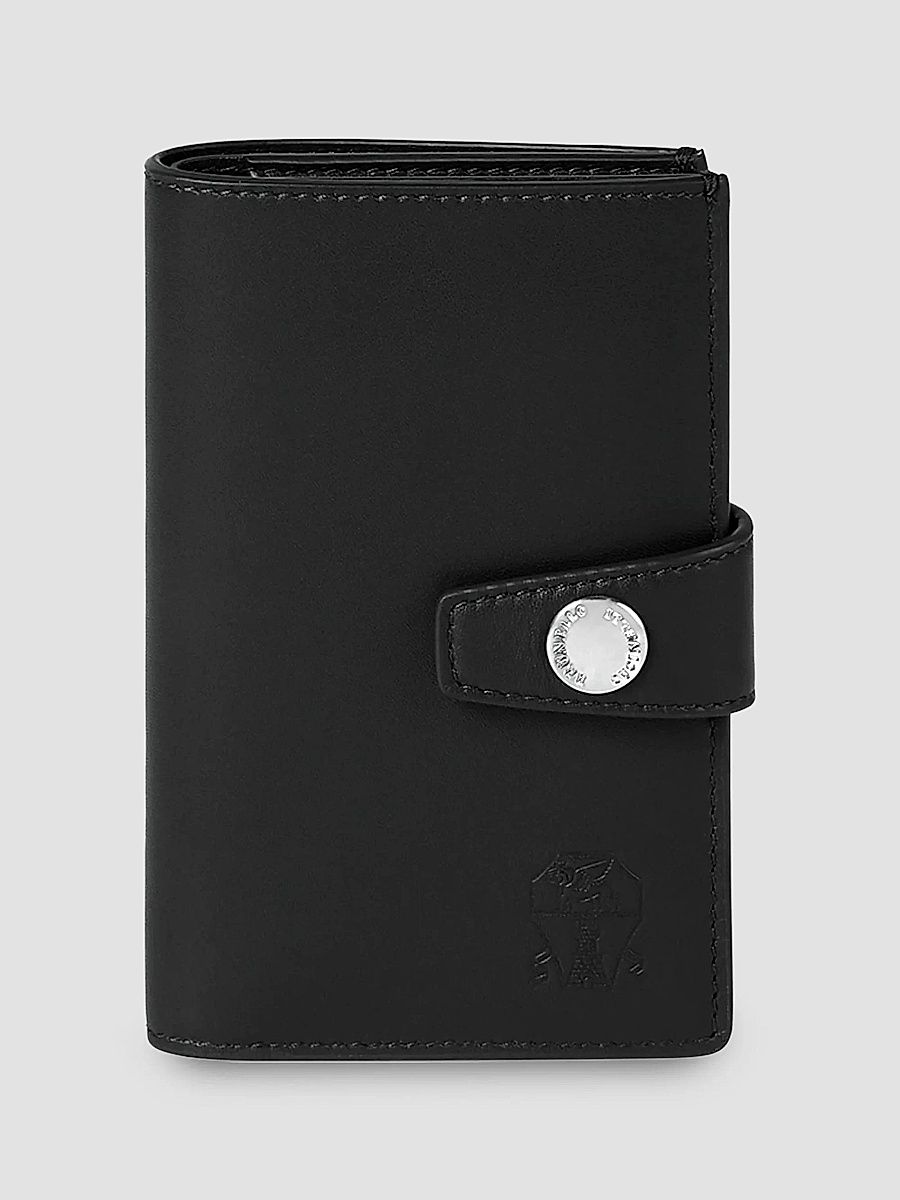 Men's Brushed Leather Wallet with Zipper - Black