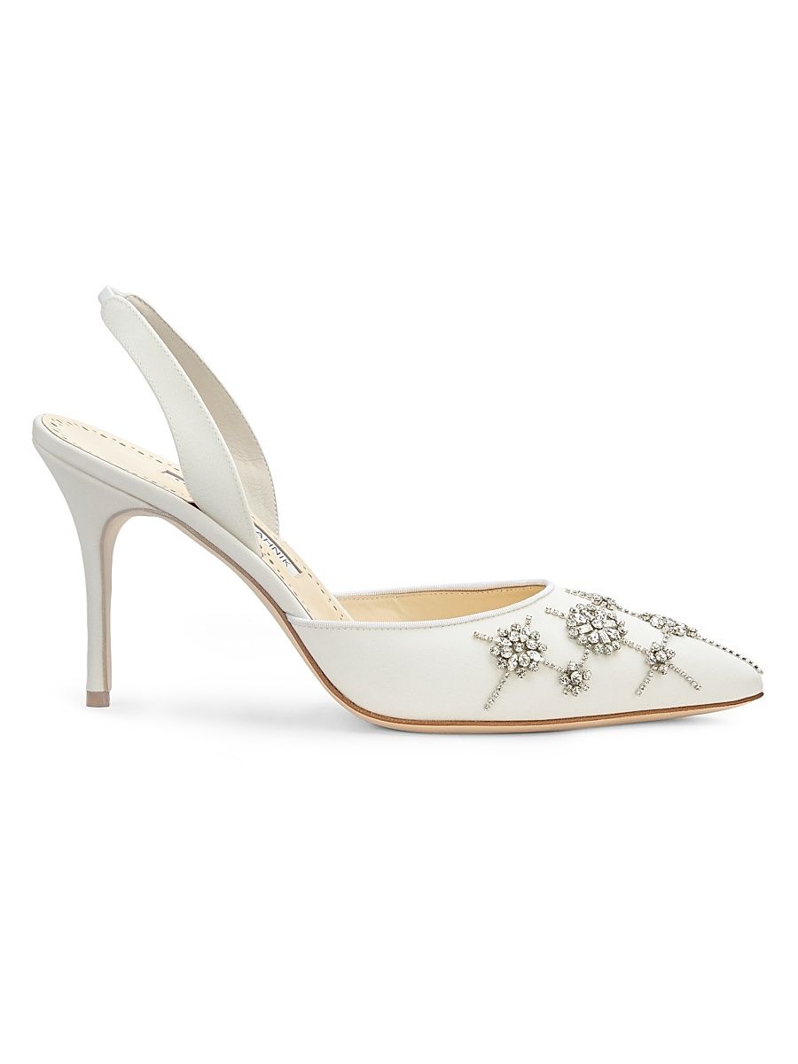 Women's Ralyne Silk & Crystal D'Orsay Pumps - Medium Cream - Size 11.5