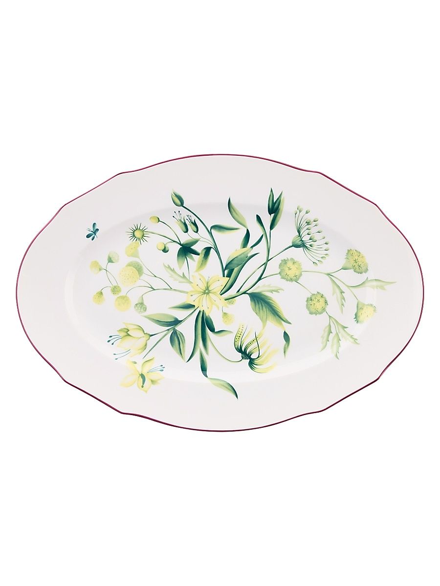 Florenza Porcelain Oval Platter - Green White