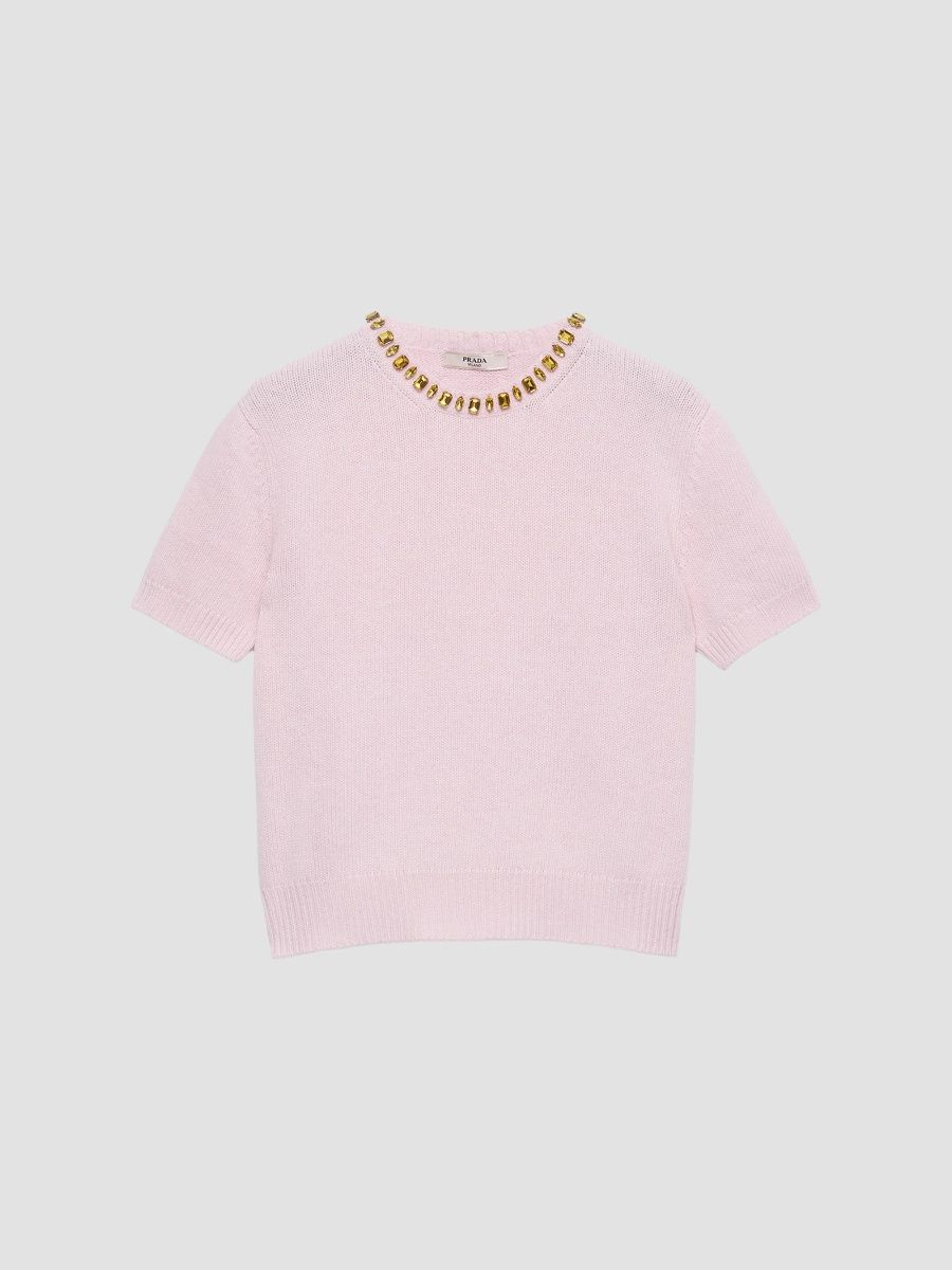 Prada Women's Wool and Cashmere Crew-Neck Sweater - Pink - Size 10